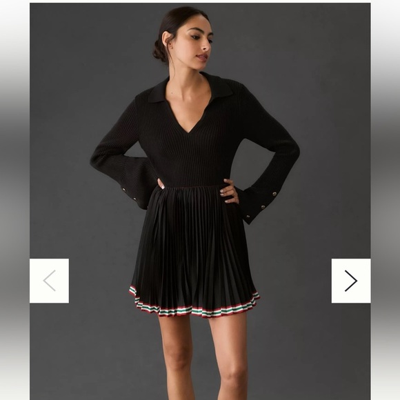 Maeve Anthropologie Bell Sleeve Sweater Ribbed Knit Top Gold Button sz S black